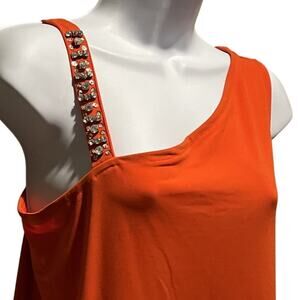 NWT INC Orange Rhinestone Tank – Dressy Bling Sleeveless Top – Women’s M